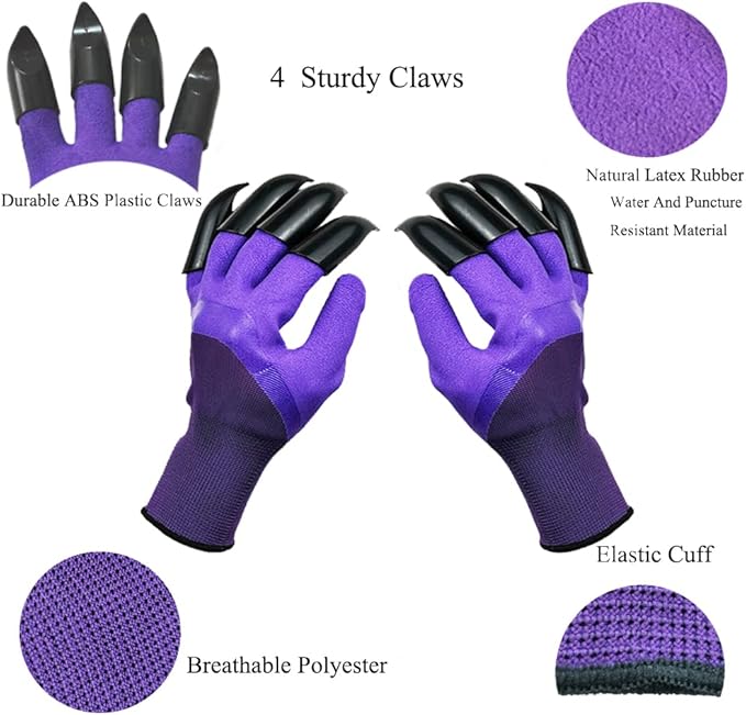 DCCPAA Garden Gloves with Claws,Claw Gardening Gloves for Digging,Planting, Weeding, Seeding-Waterproof for Men and Women