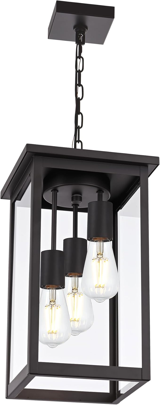TODOLUZ 3-Light Large Outdoor Pendant Light Fixtures with Height Adjustable, Porch Hanging Lighting E26 Bulb Base in Oil Rubbed Bronze, Exterior Ceiling Lamp for Entrance Patio Garden