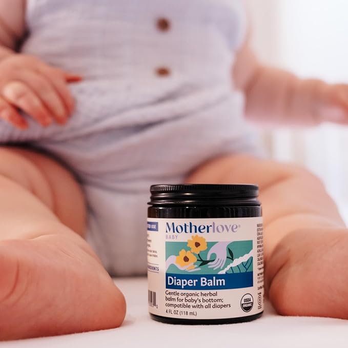 Motherlove Diaper Balm (2 oz) Organic Herbal Diaper Rash Cream—Cloth diaper Safe, Zinc Oxide- & Petroleum-Free