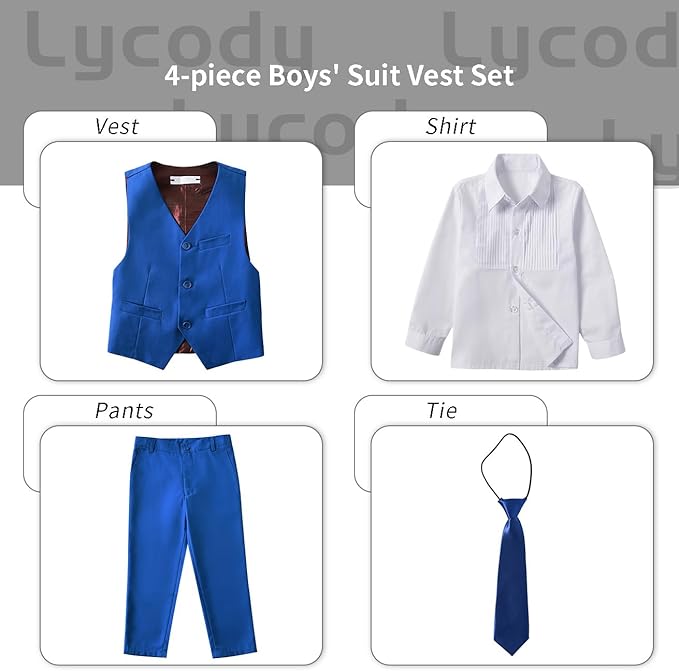 Boys Vest Set Formal Dress Suits Wedding Outfit Dresswear