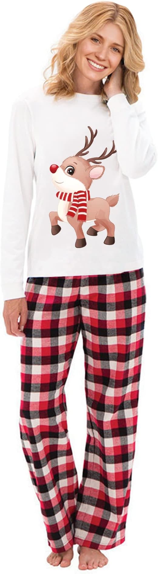 Awoscut Christmas Family Matching Pajamas Christmas Pjs Holiday Nightwear Sleepwear Sets Long Sleeve Pjs