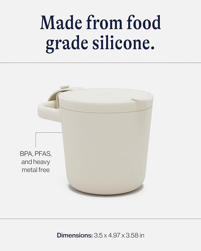 Lalo Snack Cup - Mess-Free Silicone Snack Cups for Toddlers & Babies with Detachable Lid, BPA-Free Baby Snack Containers, Fits Most Stroller & Car Seat Cup Holders, Dishwasher Safe, Oatmeal