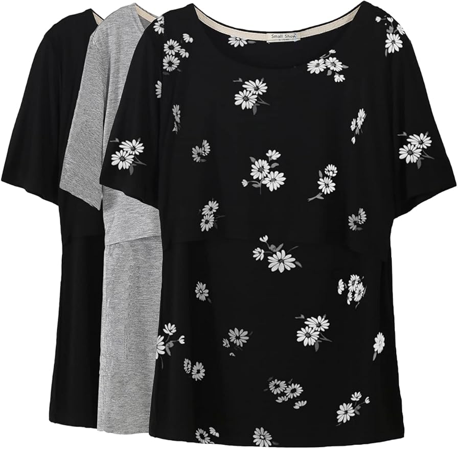 Smallshow Women's Maternity Nursing Tops Short Sleeve Breastfeeding Clothes
