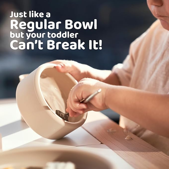 APLAINR Solid Bowl, Silicone Bowl for Baby, Toddler & Kids, 9 fl oz, Non Slip, Heavy Base, Deep, Microwave & Dishwasher Safe, No BPA, Cereal, Soup, Snack Dishes & Dinnerware, Blue Hour