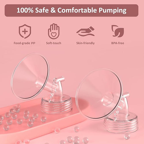 24mm Flanges Compatible with Spectra S2 S1 9 Plus Synergy Gold Breastpump, Not Original Spectra Replacement Pump Parts, Wide Mouth Flange Accessories for Elastic Nipples Work with Backflow Protector
