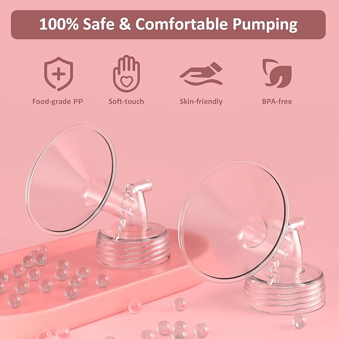 19mm Flanges Compatible with Spectra S2 S1 9 Plus Synergy Gold Breastpump, Not Original Spectra Replacement Pump Parts, Wide Mouth Flange Accessories for Elastic Nipples Work with Backflow Protector
