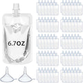 Meanplan 100 Pcs Plastic Pouches Bulk Reusable Squeeze Pouches Clear Plastic Juice Leak Proof Bags with Funnel for Party Favors Supplies(6.7 oz,Straight Mouth)
