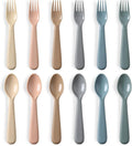 12 Pieces Toddler Utensils Set, Plastic Spoons and Forks Set for Kids, Children Safe Flatware, Plastic Reusable Cutlery, BPA Free, Dishwasher Safe