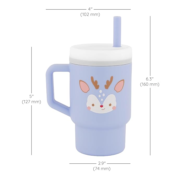 Infantino My 1st Tumbler, Silicone Sippy Cup with Straw & Handle, Spill-Resistant Baby Cup for On-the-Go, BPA-Free Transition Bottle, Reindeer