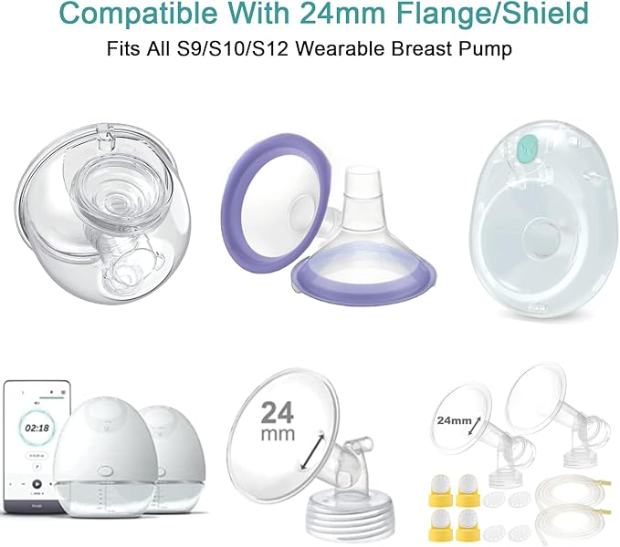 Flange Insert 3PC 19mm for Momcozy S12 pro/S9 pro/S9/S10/S12/Medela/Tsrete/Spectra/Bellababy etc 24mm Wearable Breast Pump, Reduce 24mm Tunnel Down to Other Correct Size