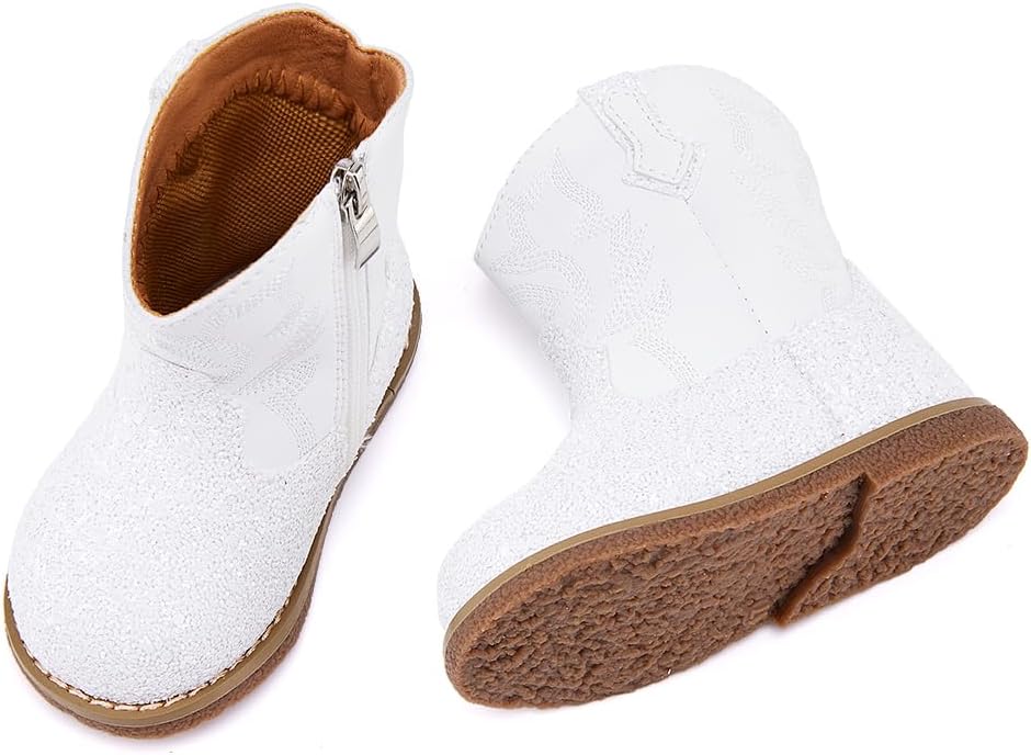 BMCiTYBM Baby Cowboy Cowgirl Boots Infant Western Shoes Boys Girls Round Toe Boots All Seasons 6-24 Months