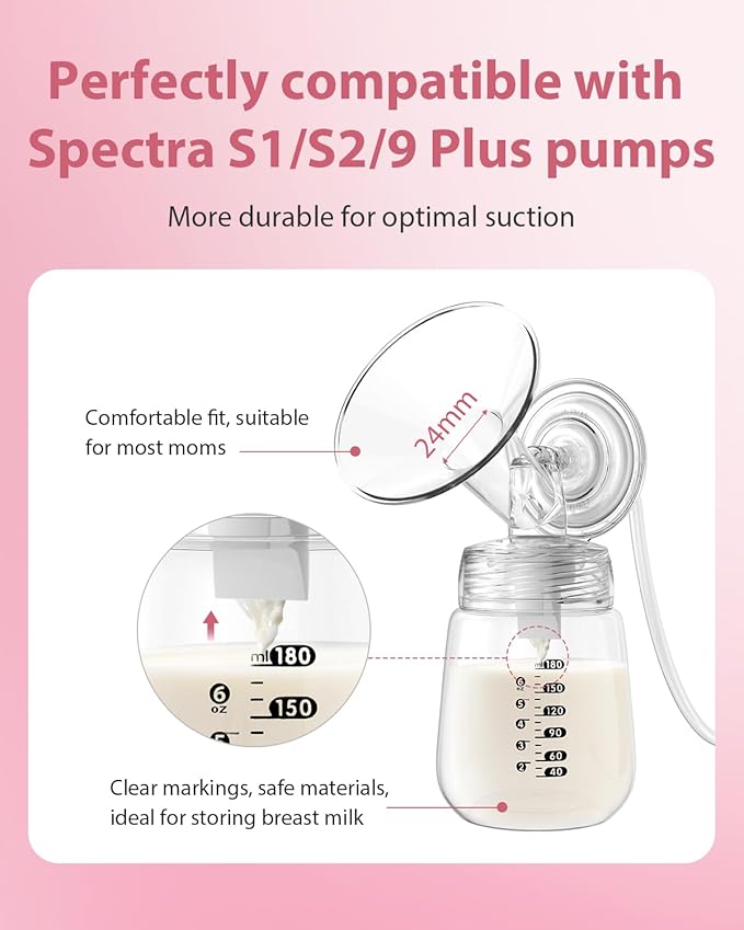 Electric Breast Pump Parts Compatible with Spectra S1/S2/9 Plus, 2Pcs Duckbill Valves and 2Pcs 14mm Flange (Not Original Spectra Accessories)