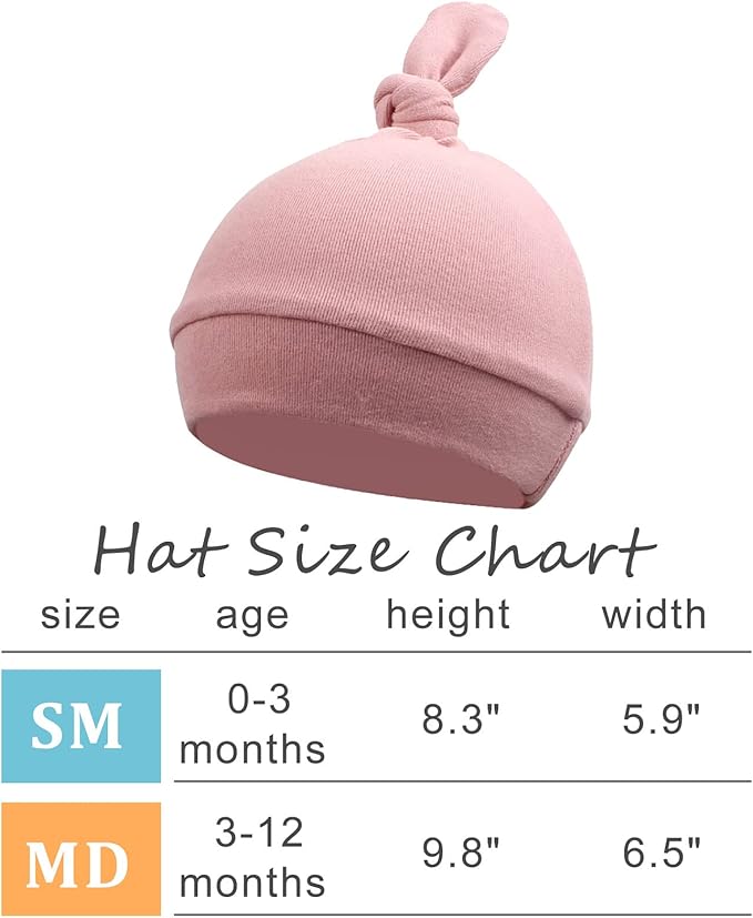 JANGANNSA Newborn Baby Hat Infant Baby Boys Beanie Top Knot Stretchy Hats for Girls 100% Organic Cotton