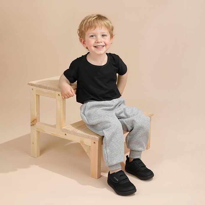 Toddler Wide Toe Box Barefoot Shoes Boys Girls Zero Drop,Baby First Walking Shoes Glitter Little Kids Sneakers Non-Slip Preschool Running Tennis Canvas Casual Preschool Outdoor Activities