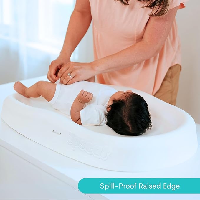 Upseat Baby Changing Pad, Non-Slip Grippy Design, Premium Cushioned Foam, Contoured for Comfort, Waterproof and Easy-to-Clean, Liquid-Resistant (Coconut)