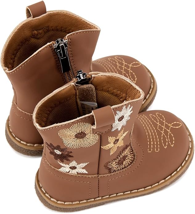 BMCiTYBM Baby Cowboy Cowgirl Boots Infant Western Shoes Boys Girls Round Toe Boots All Seasons 6-24 Months