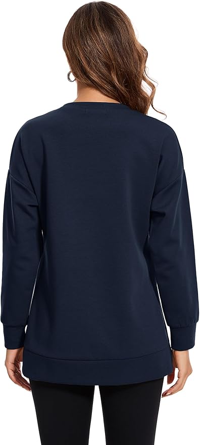 Smallshow Women's Nursing Tops Sweatshirt Long Sleeve Side Split Breastfeeding Shirt