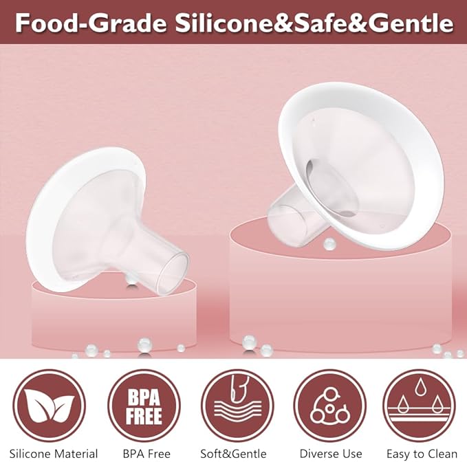 2pcs 29mm Soft Rim Flanges with 106 Degree Wider Opening Angle for Medela Breast Pump, PersonalFit, Freestyle, Maxflow, Freestyle Flex Swing Maxi Connector, Lansinoh Signature Pro