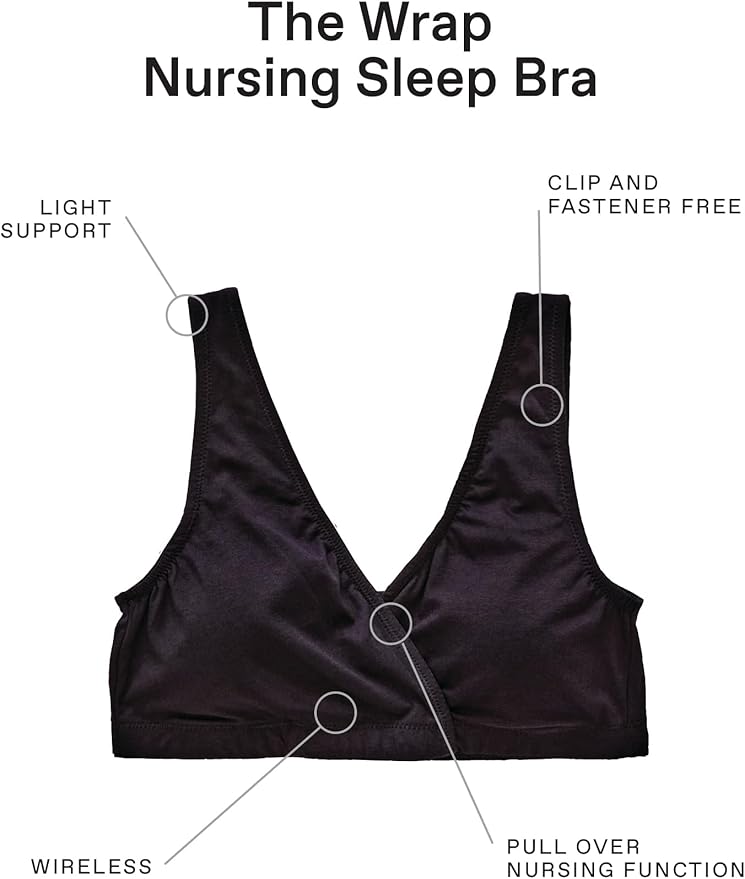 Motherhood Maternity Womens Soft Cotton Spandex Wrap Front Maternity & Nursing Sleep Bralette Bra S-3x