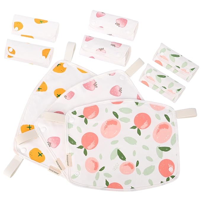 Bebamour Drool and Teething Reversible Cotton Pad For All Carry Positions Baby Carrier White Drool Bib For Boys & Girls(Peach)