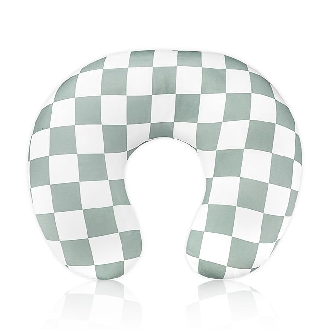 DILIMI Nursing Pillow Cover, Stretchy Removable Case for Breastfeeding Pillows, Ultra Soft Comfortable Slipcover for Baby Girl and Boy, Checkerboard Grid