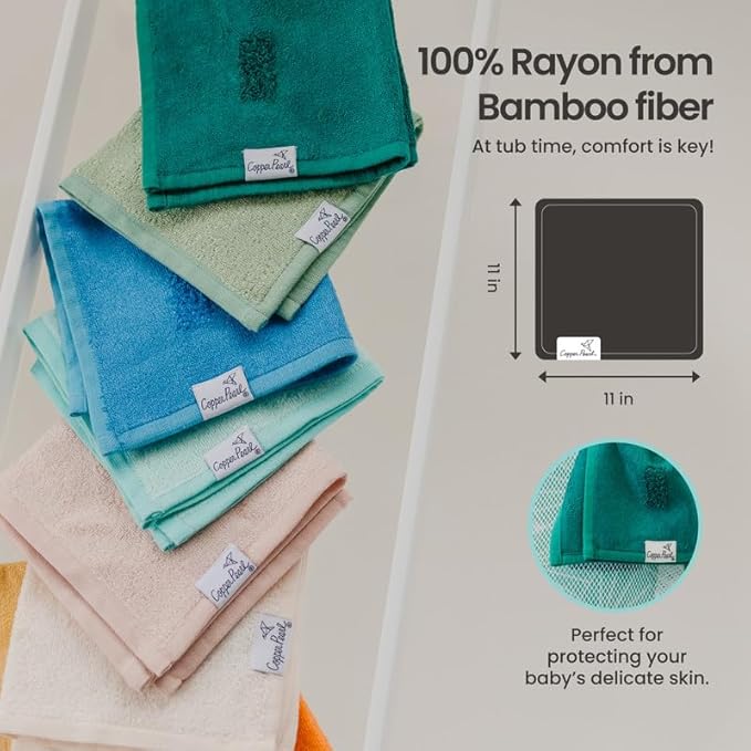 Copper Pearl 6 Ultra Soft Baby Bath Washcloths Premium Large Soft River (Blue/Brown/Green) 11" x 11" Towels