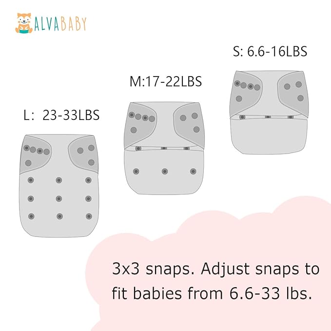 ALVABABY Baby Cloth Diaper 6 Pack with 12 Inserts One Size Cloth Diaper Covers Adjustable Washable Reusable for Baby Girls and Boys 6DM125