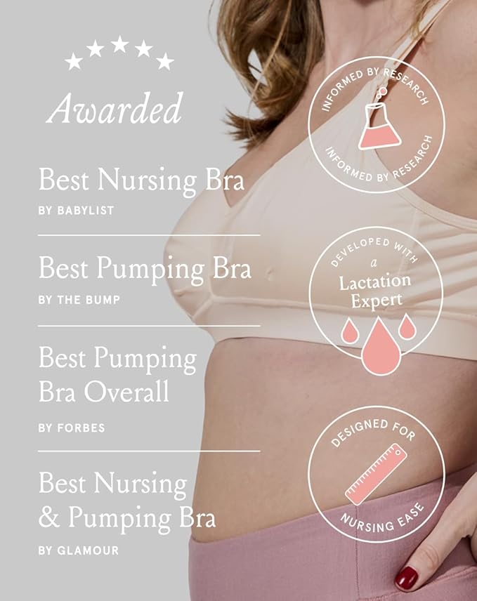 Bodily The Do Anything Nursing Bra for Breastfeeding & Hands Free Pumping, Wireless, Adjustable Maternity Bra