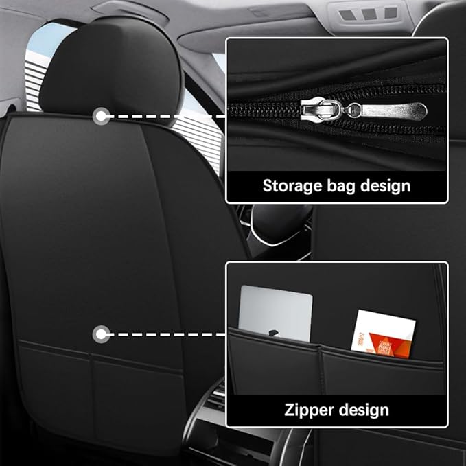 Leather Seat Cover for Ford Edge 2010-2026,Waterproof Soft Seat Covers,Interior Accessories Seat Covers Cushion Vehicle Protector Airbag Compatible(Classic Black,Full Set)