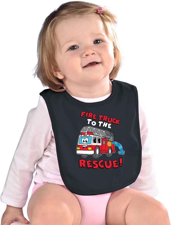 Wild Bobby Fire Truck to the Rescue Funny Cute Humor Infant Premium Jersey Baby Bib