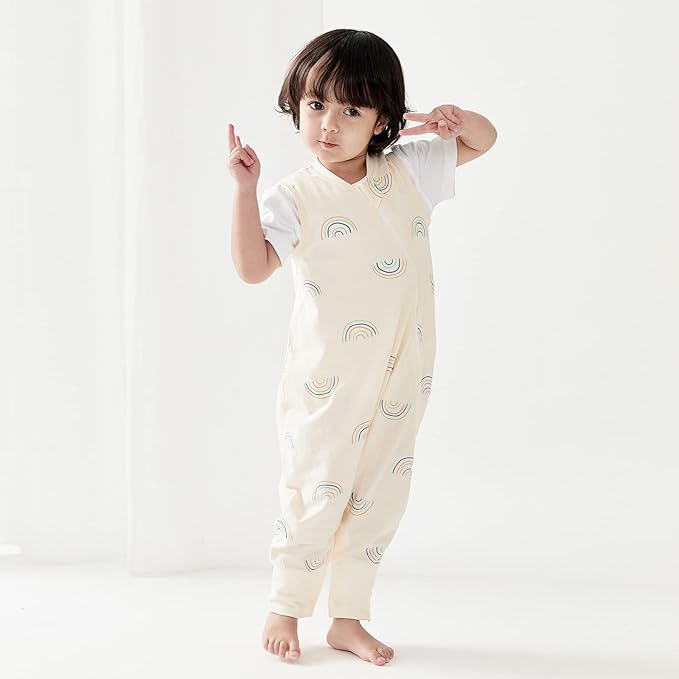 Duomiaomiao 0.5 TOG Toddler Sleep Sack 36-48 Months 100% Cotton Lightweight Baby Sleep Sack with Feet, Breathable Comfy Toddler Wearable Blanket