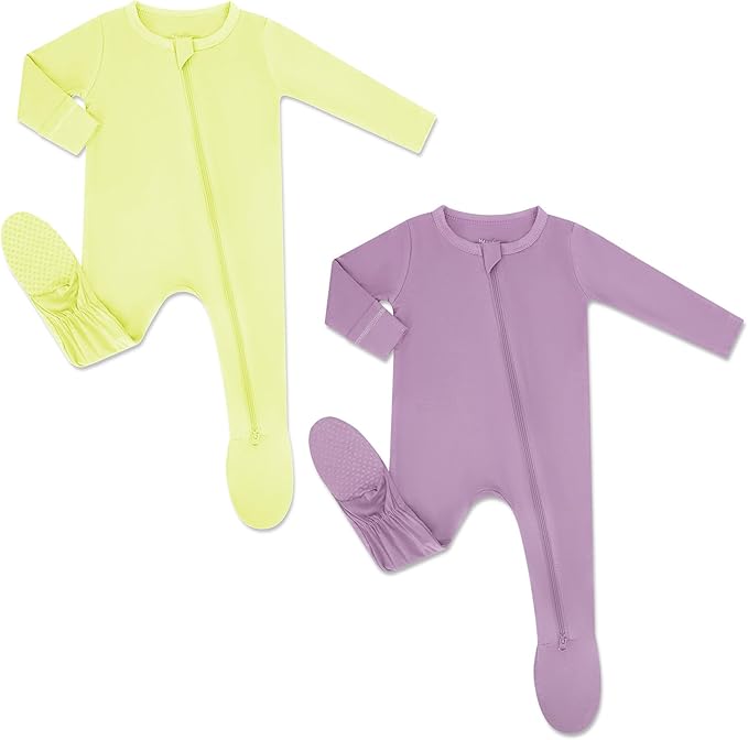 HAPIU Rayon from Bamboo Baby Footed Pajamas, 2 Way Zipper YKK, Footie for Baby Boy Girls, Newborn-24 Months