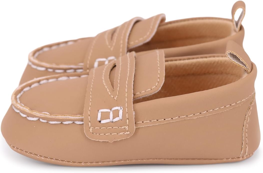 LONSOEN Baby Girls Boys Loafers Prewalker Dress Crib Shoes