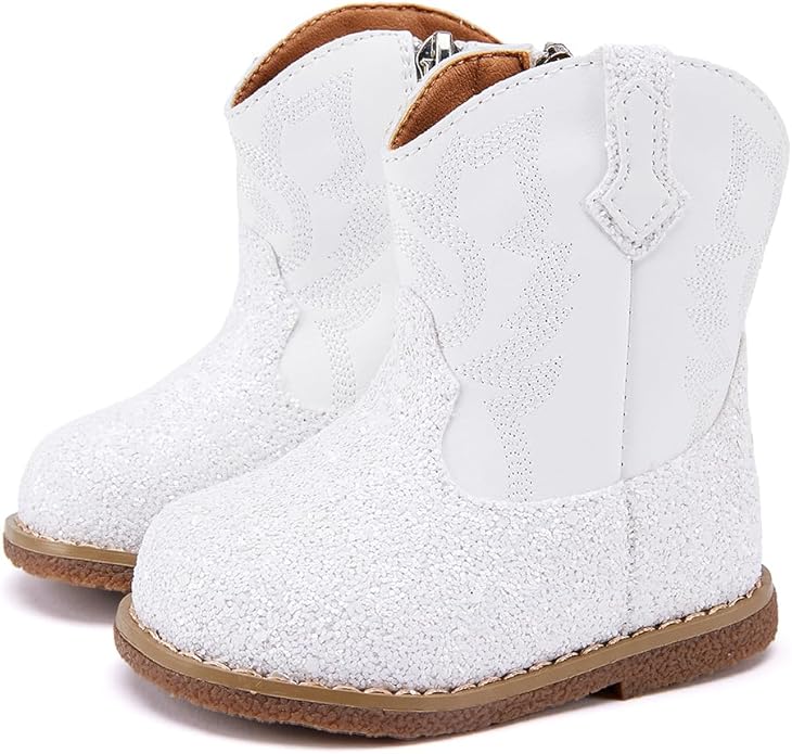 BMCiTYBM Baby Cowboy Cowgirl Boots Infant Western Shoes Boys Girls Round Toe Boots All Seasons 6-24 Months