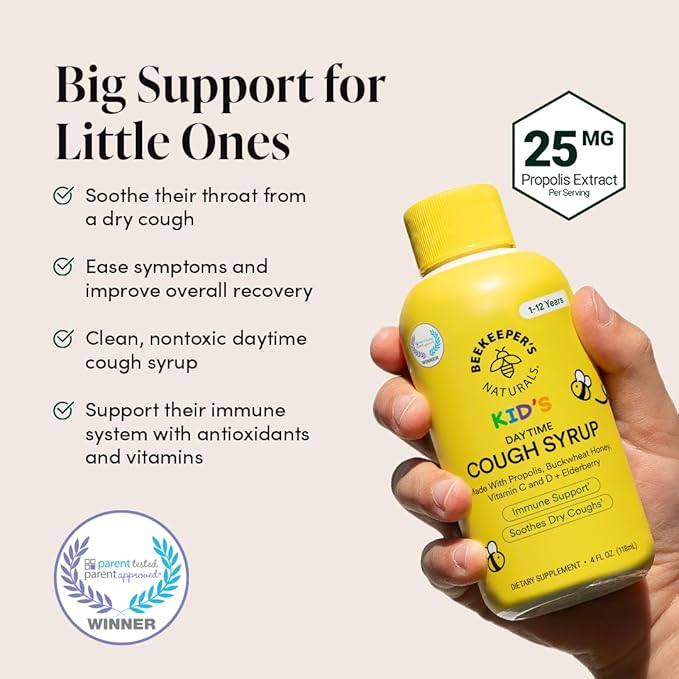 Beekeeper's Naturals Kid's Immune Support Essentials | Kid's Propolis Throat Spray - Propolis Honey Cough Syrup for Kids - Throat Soothing Lollipops | Natural Immune Support - Sore Throat Relief