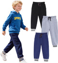 HILEELANG Toddler Boys Cotton Jogger Sweatpants 3 Pack, Soft Adjust Elastic Waist Pants with Pockets, Sizes 12M-7T
