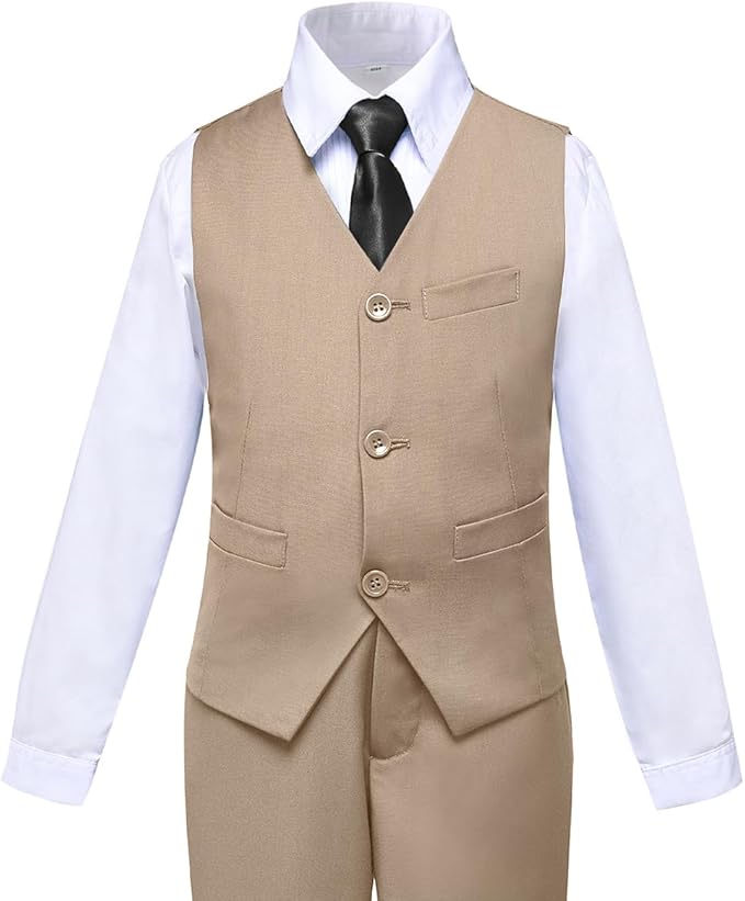 Boys Suit for Kids Tuxedo Suits for Wedding Formal Suit Set Toddler Boy Dress Outfit with Shirt and Tie