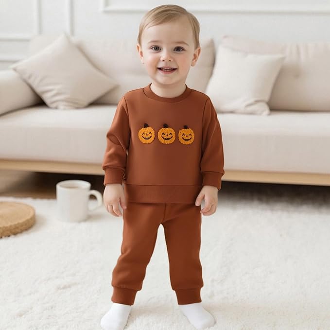Fernvia Toddler Baby Girl Clothes 3 6 9 12 18 24 Months Fall Outfits Solid Long Sleeve Sweatshirt Tops + Pants Set