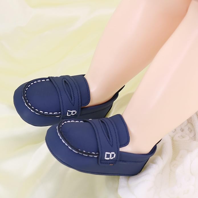 LONSOEN Baby Girls Boys Loafers Prewalker Dress Crib Shoes