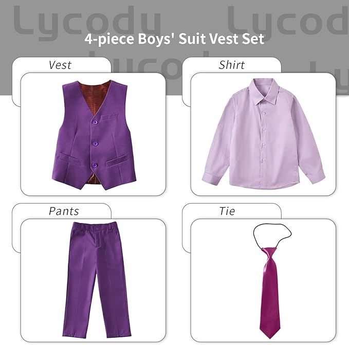 Boys Vest Set Formal Dress Suits Wedding Outfit Dresswear