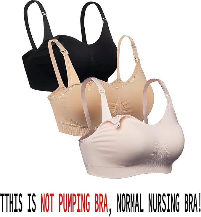 iloveSIA Nursing Bras for Mom Breastfeeding, Seamless Supportive Sleep Bra for Maternity Postpartum S-2XL 3Pack