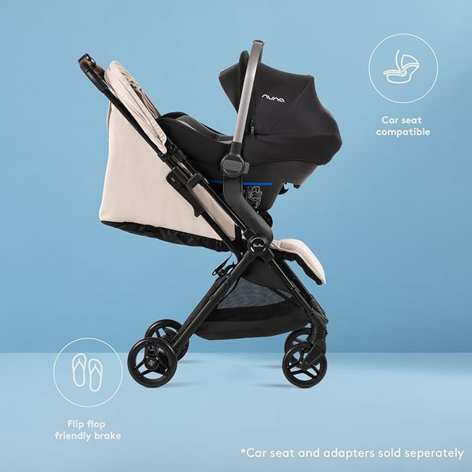Silver Cross Jet 5 - Full Size TSA Approved Infant & Toddler Travel Stroller - Lightweight, Compact & Easy to Fold, with All-Terrain Wheels and One Hand Full Flat Recline (Almond White)