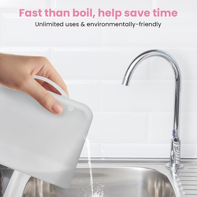 Silicone Microwave Steam Sterilizer Bags with Mini Oven Gloves, ZÜCÜBéBé Reusable Silicone Steaming Bags for Baby Bottles, Breast Pump, Accessories, Great for Home and On-The-Go, White (2PC)