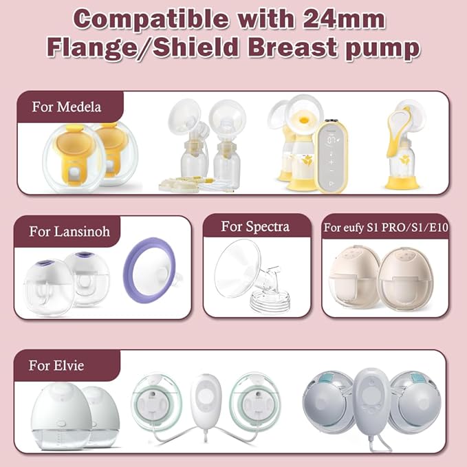 Flange Insert 21mm 6pcs Compatible with Momcozy M5/M9/M6/S12 Pro/V1 Pro/V2 Pro,for Spectra/Medela/MomMed/eufy/Lansinoh/Elvie Breast Pump, Fit for 24mm Flange/Shield of Most Pumps, Breastfeeding Parts