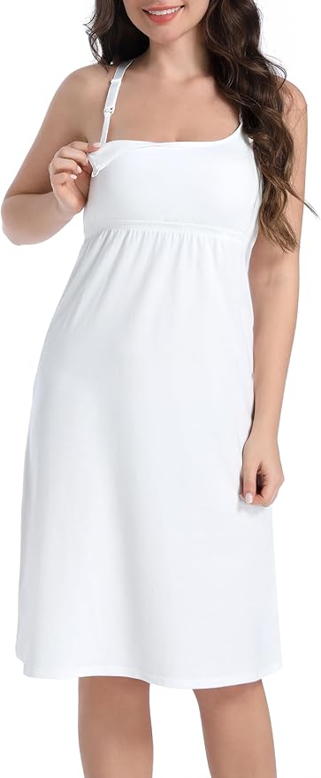 SUIEK 3-Pack Maternity Nursing Nightgown Cotton Breastfeeding Dress Pregnancy Tank Tops Sleepwear