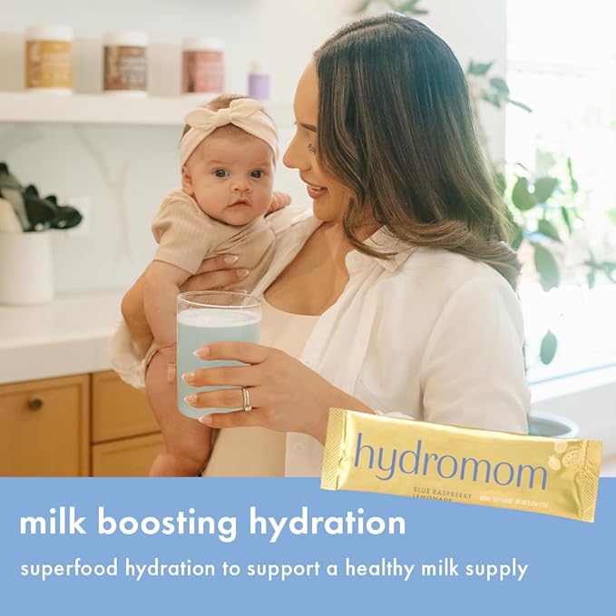 Boobie Hydromom Superfood Electrolyte Drink Mix, Blue Raspberry Lemonade | Refreshing Energy & Hydration Boost for Mamas | On-The-Go & Travel Essentials for Pregnancy, Lactation, & Beyond, 15 Packets