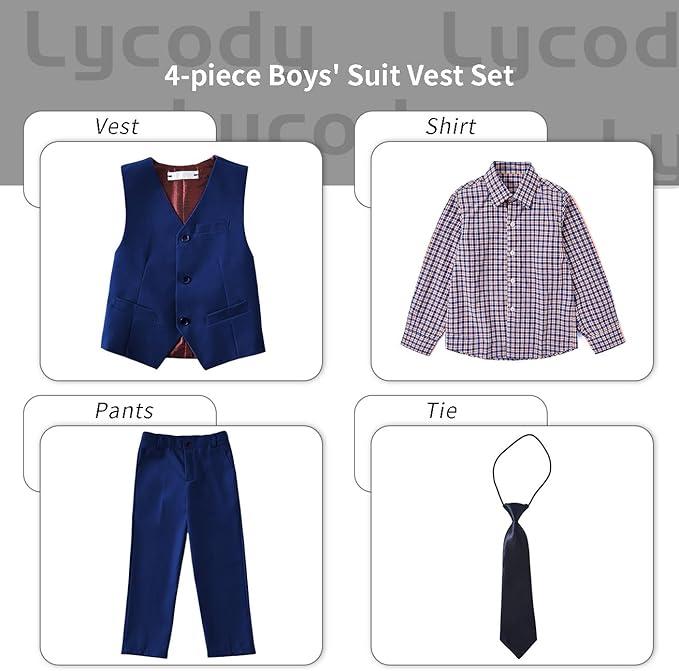 Boys Vest Set Formal Dress Suits Wedding Outfit Dresswear