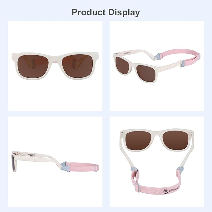 COCOSAND Flexible Baby Sunglasses with Strap Polarized UV Protection for Toddler Infant Newborn Boy Girl Age 0-24 Months