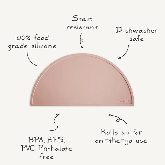 mushie Silicone Placemat for Kids | BPA-Free Non-Slip Design (Blush)
