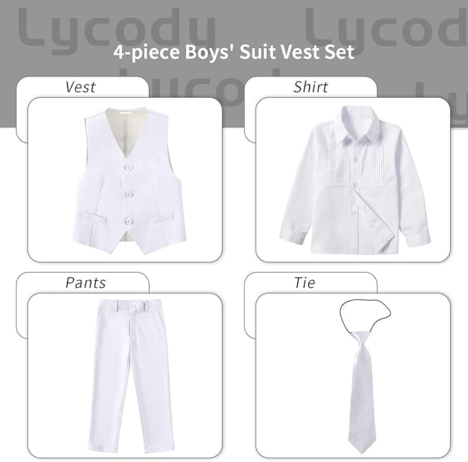 Boys Vest Set Formal Dress Suits Wedding Outfit Dresswear